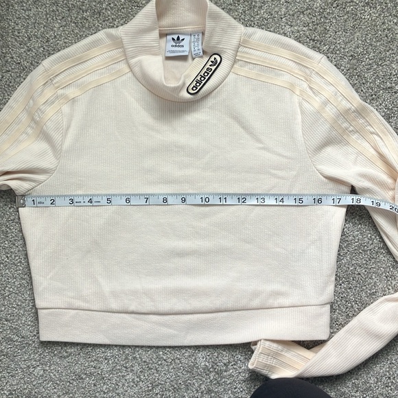 Adidas Leisure Set High Waist Bells and Long Sleeve Mock-neck Crop in Cream - Picture 3 of 11
